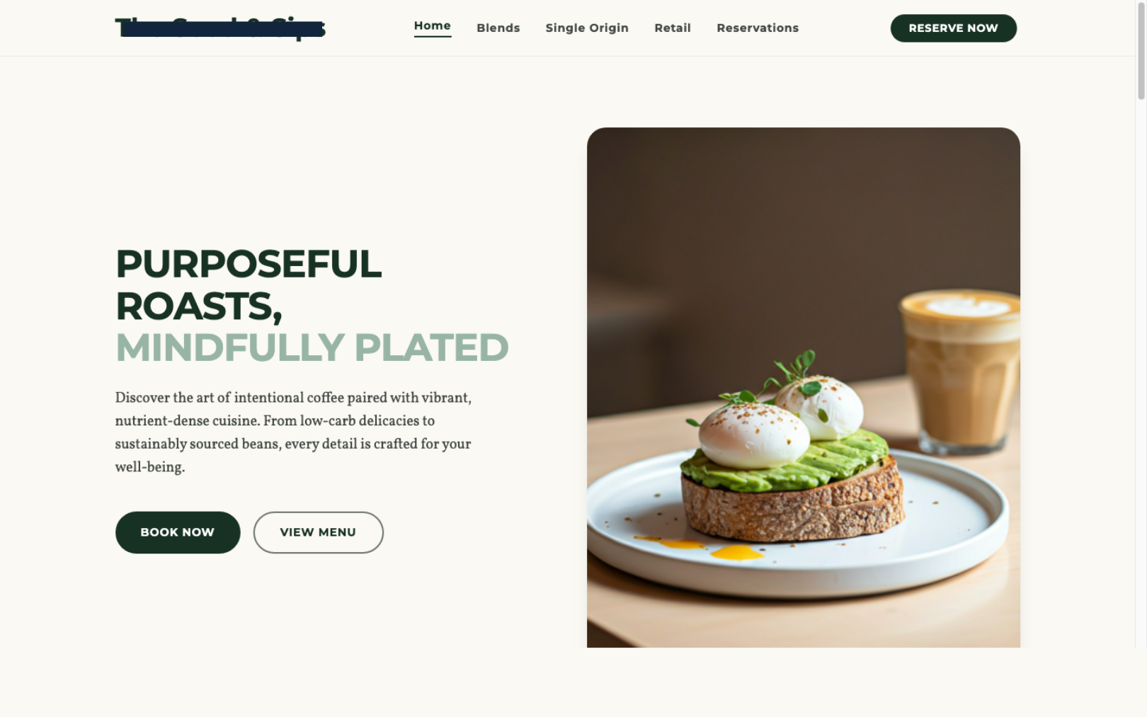 Warm, polished cafe site